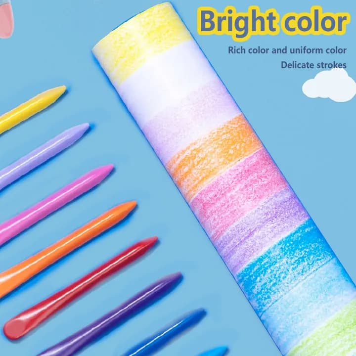 Qolo 12 Colors Plastic Crayons – Safe, Non-Toxic, Clean Hands, Unbreakable & Waterproof (2023-12)