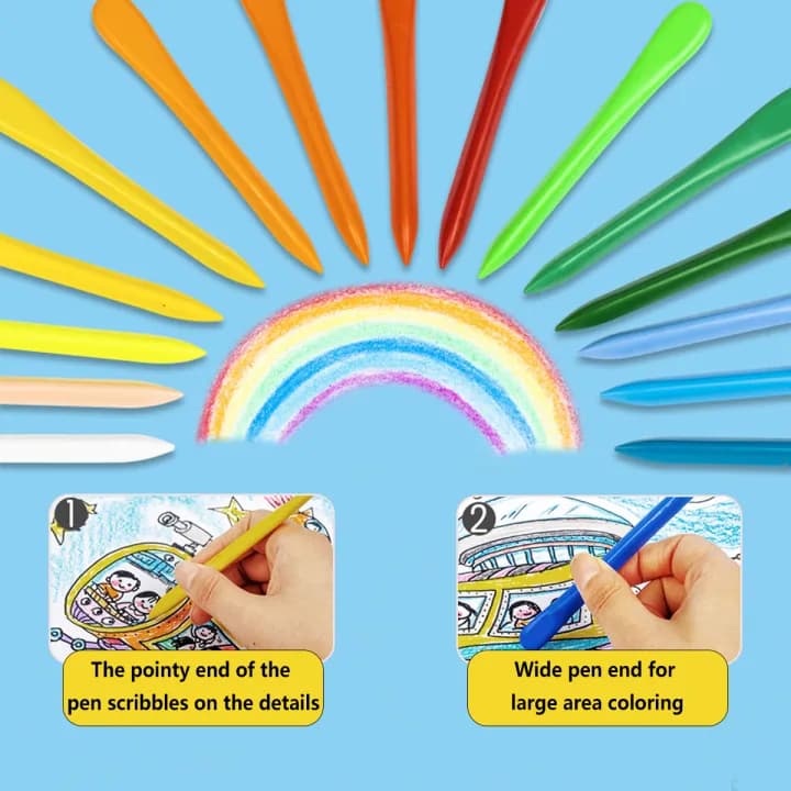 Qolo 12 Colors Plastic Crayons – Safe, Non-Toxic, Clean Hands, Unbreakable & Waterproof (2023-12)