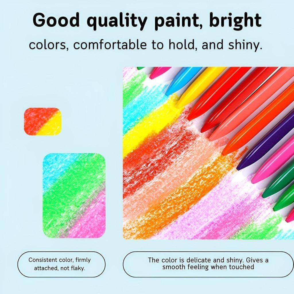 Qolo 12 Colors Plastic Crayons – Safe, Non-Toxic, Clean Hands, Unbreakable & Waterproof (2023-12)