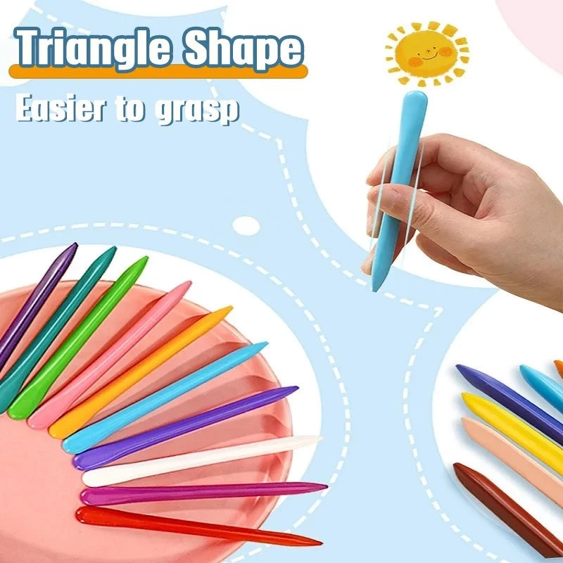 Qolo 12 Colors Plastic Crayons – Safe, Non-Toxic, Clean Hands, Unbreakable & Waterproof (2023-12)